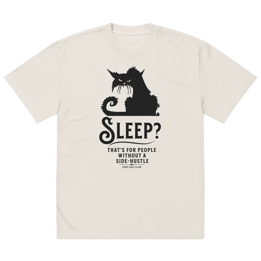Sleepless Grind: Hustler Cat Oversized Tee in Vivid Black product image (4)