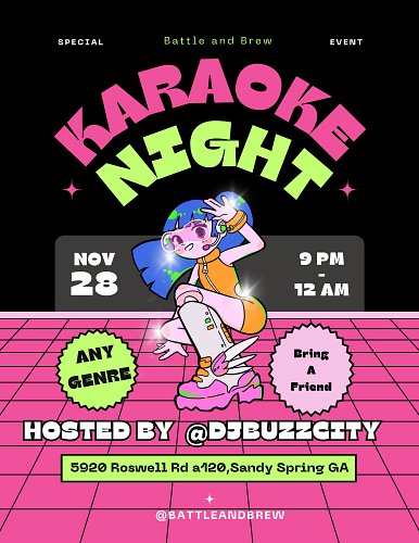 From Pop hits to Rock anthems, Country classics to R&B grooves — it’s your time to shine🔆 Join us for a #karaoke night 🎤 @bat...