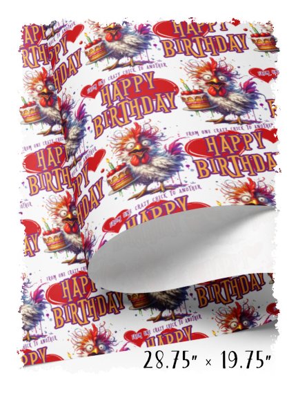Crazy Chick Happy Birthday Wrapping Paper Set – Farmyard Humor, 3 Sheets product image (2)
