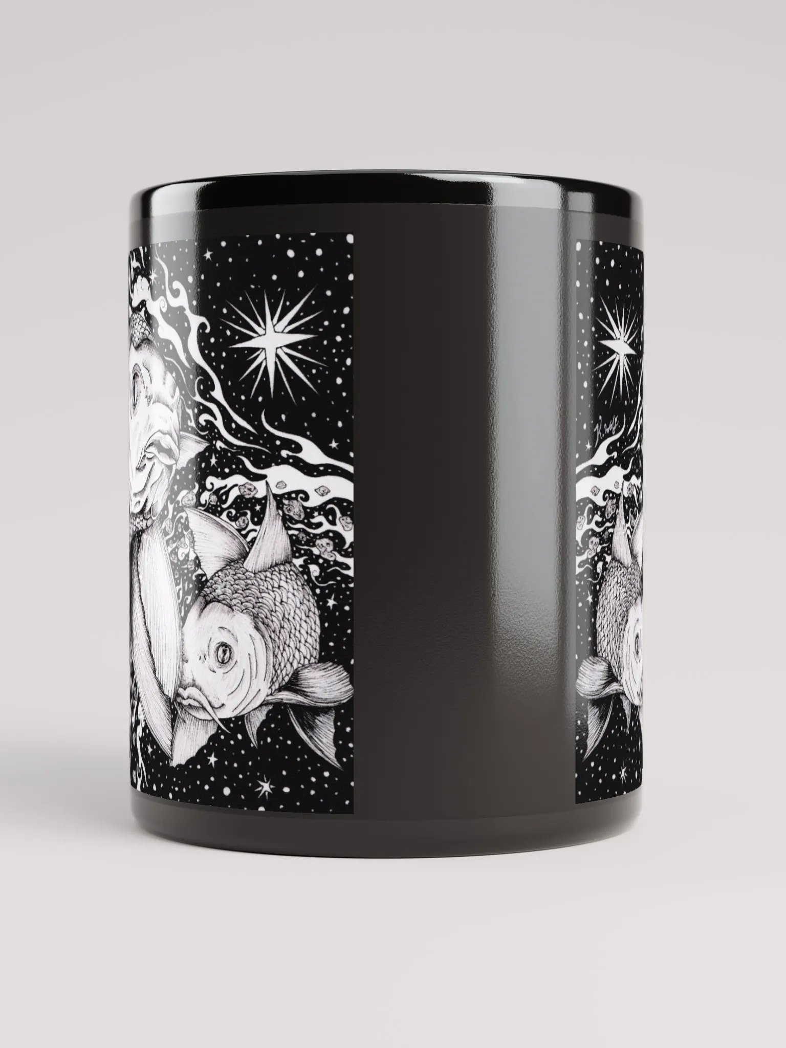 Pisces Zodiac, Black Glossy Mug product image (10)