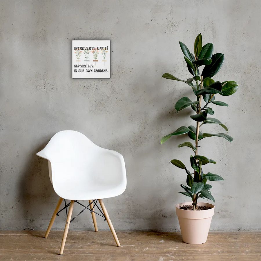 Hand-drawn funny sarcastic gardening introvert canvas wall art product image (6)