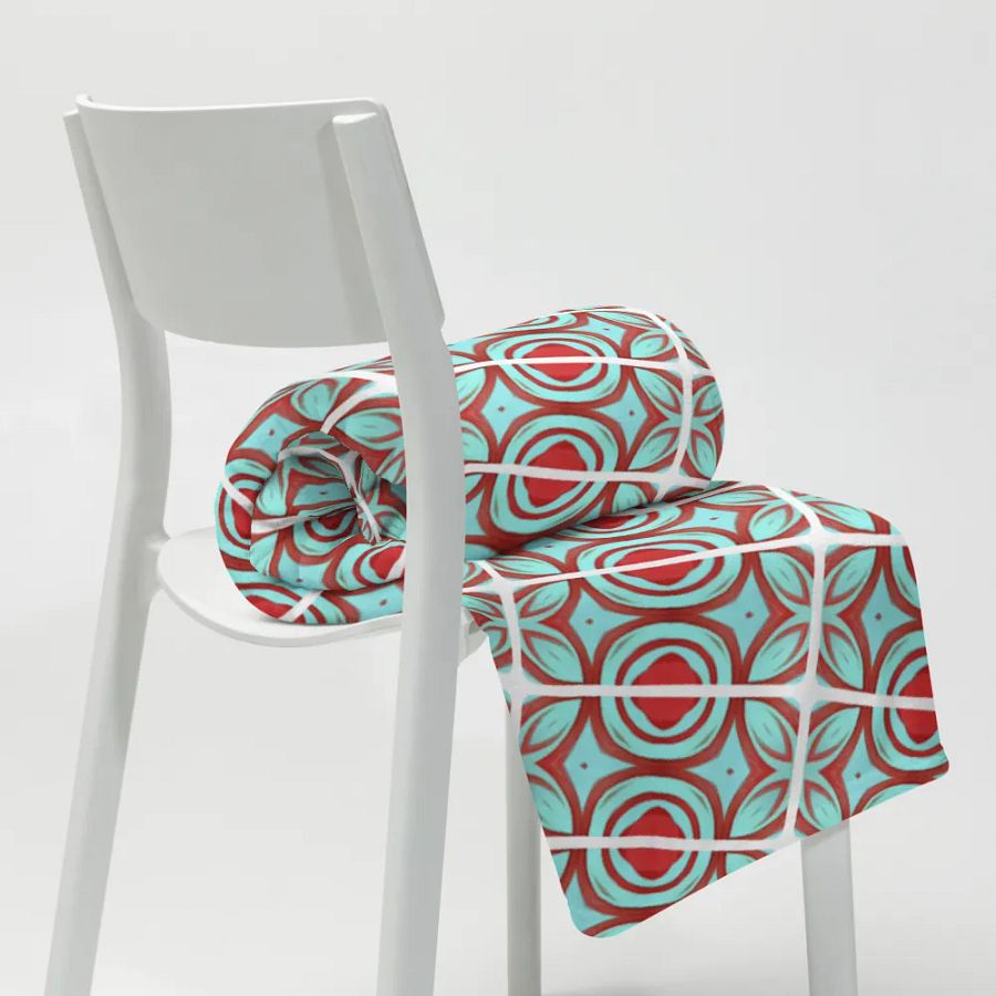 Blue & Red Diagonal Pattern Throw Blanket product image (2)