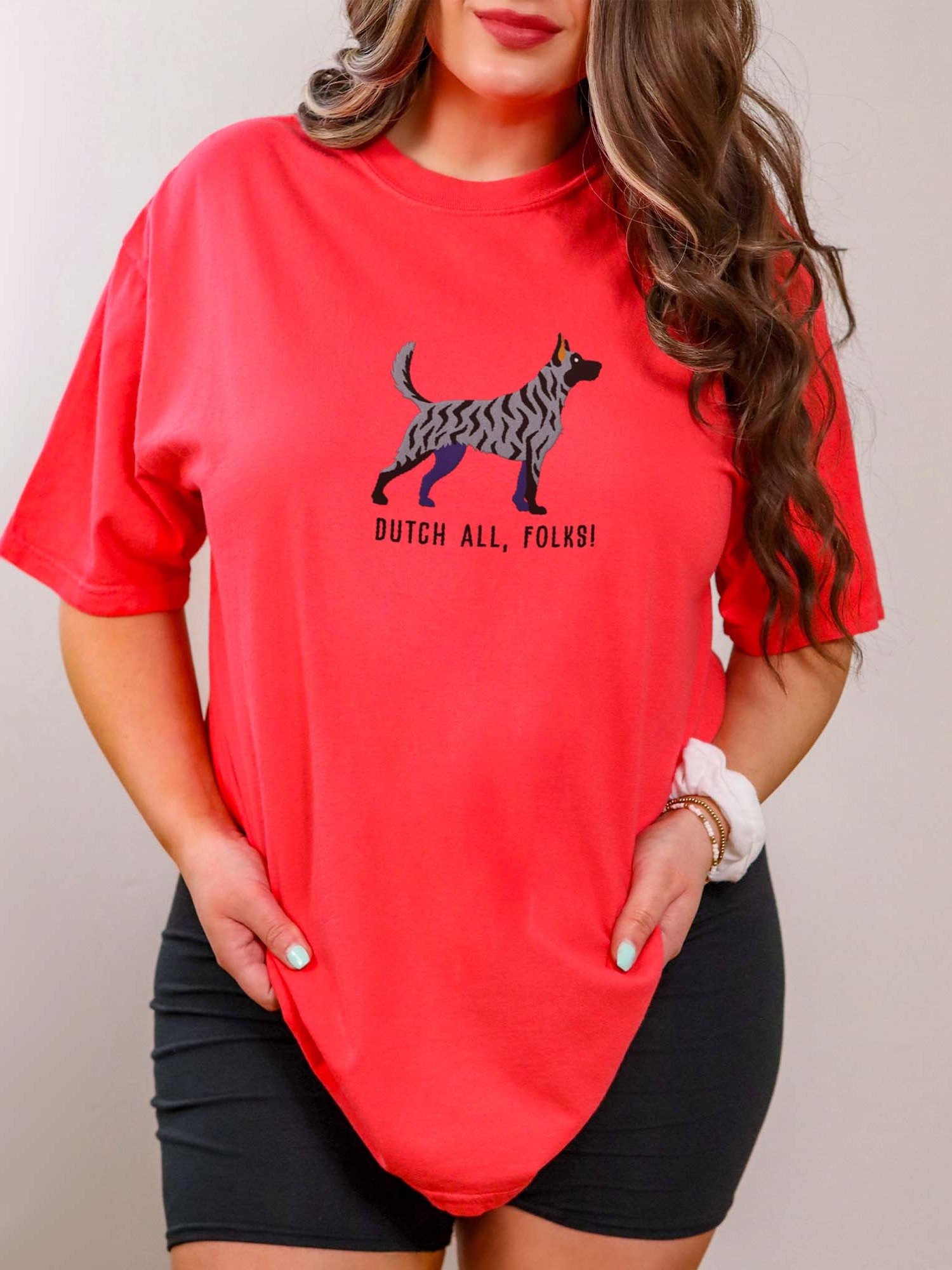 Dutch All, Folks! T-Shirt(Embroidered) of a Dutch Shepherd(Blue Brindle) product image (2)