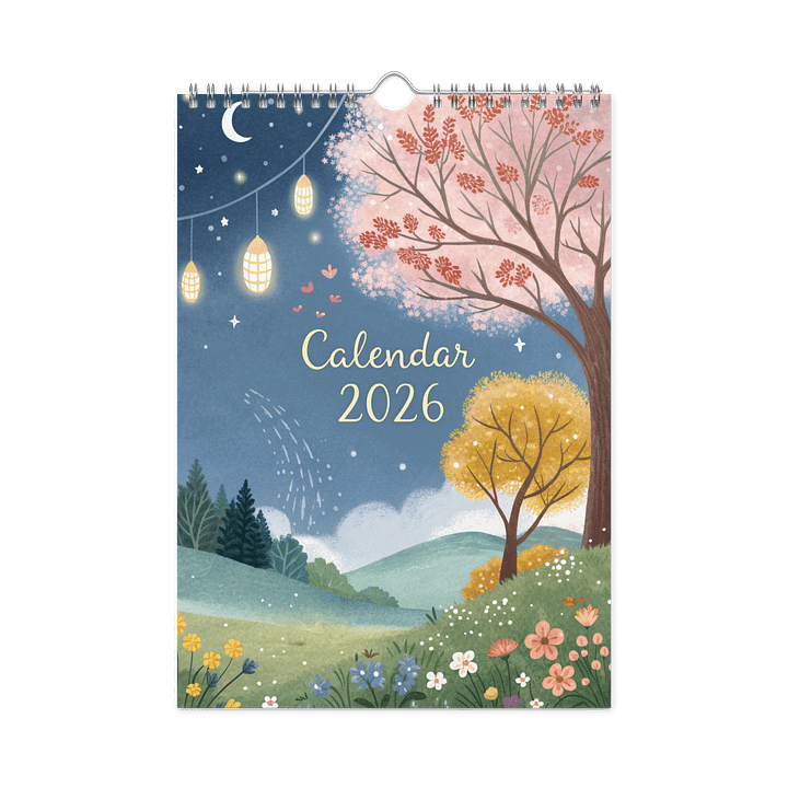 Watercolor Seasonal Scenes Wall Calendar 2026 – Magical Dreamlike Art for Every Month product image (1)
