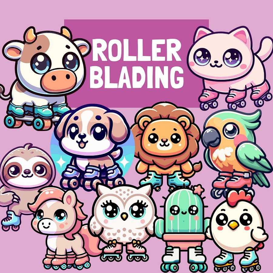 60 Kawaii Animals Doing Things Clipart Set product image (7)