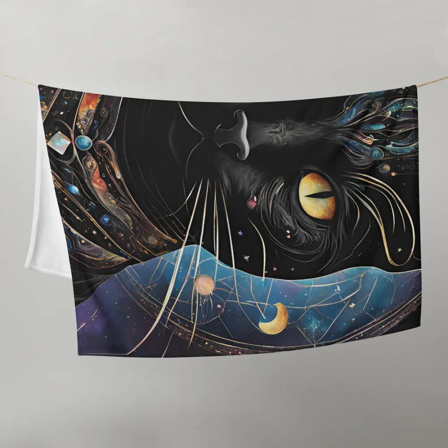 Cosmic Feline Dream Throw Blanket product image (10)