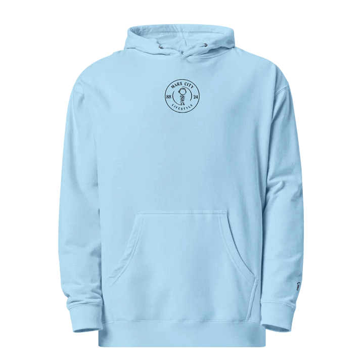 MARS CITY LIFEYSTYLE 8824 BLACK OUTLINE CIRCLE ASTRONAUT LOGO ON BACK HOODIE IN 6 LIGHT COLORS product image (2)