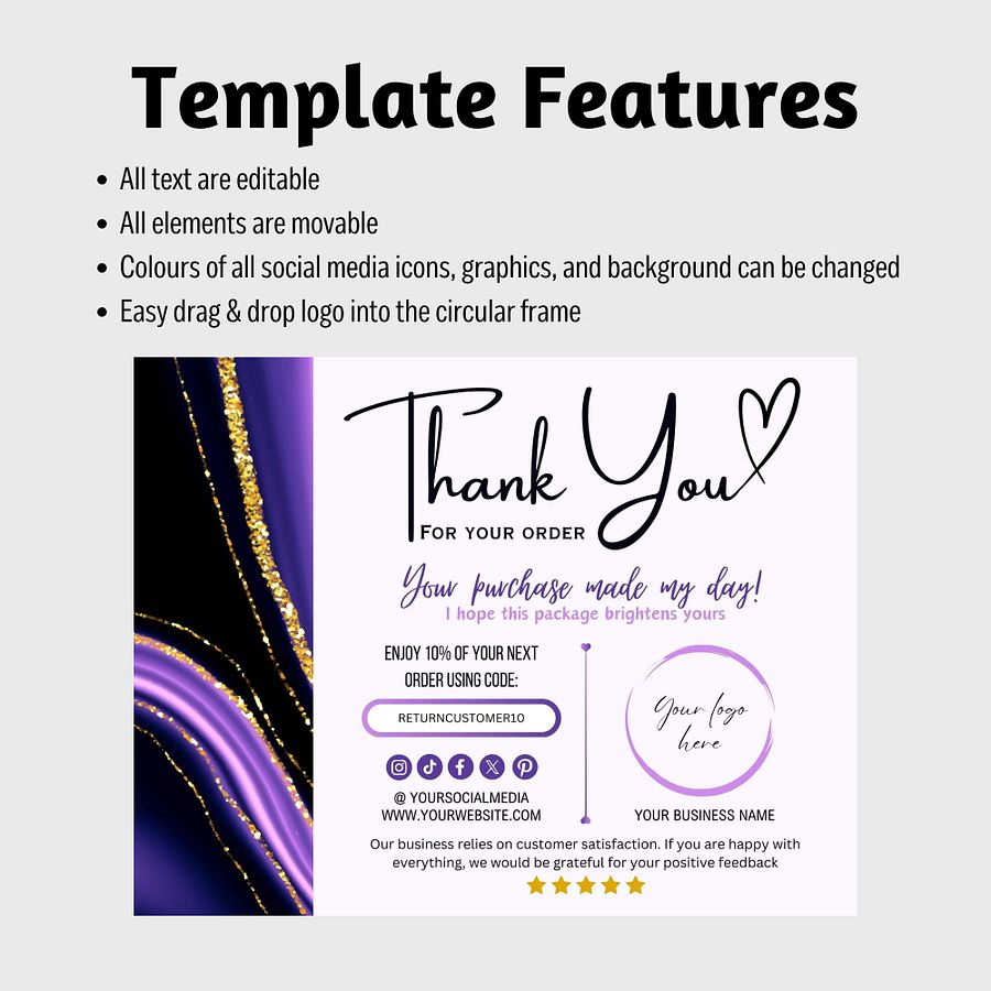 Amethyst - Thank You Card Template product image (7)