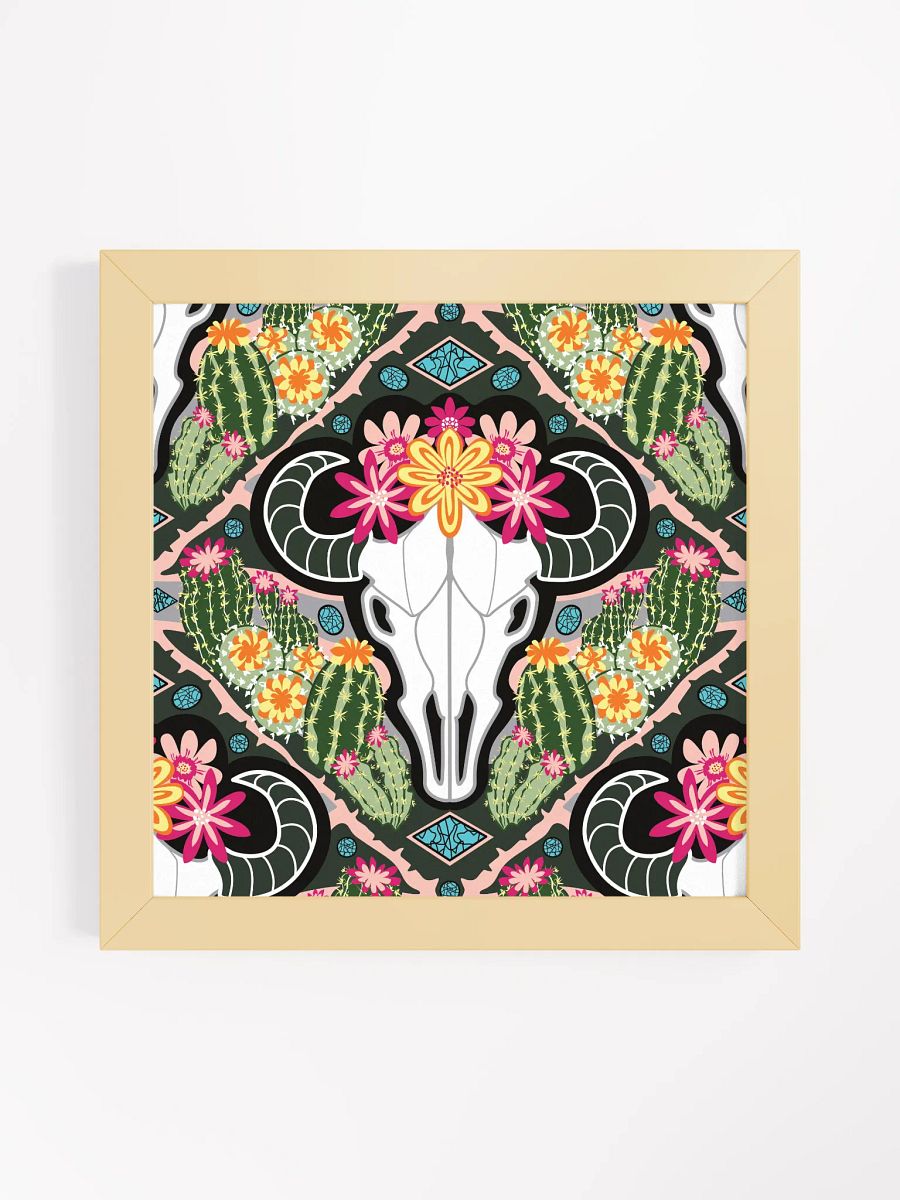 Western Americana Cacti Cow | Square Print | by Monique Faella Designs™ | Framed Coastal Wall Art | Museum-Quality Print product image (3)