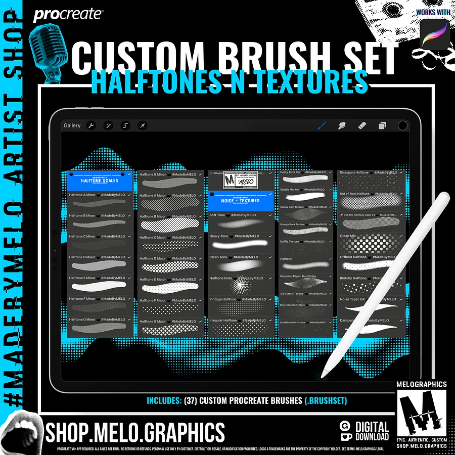 ⚫️ Halftones + Textures Procreate Brush Set | #MadeByMELO product image (2)
