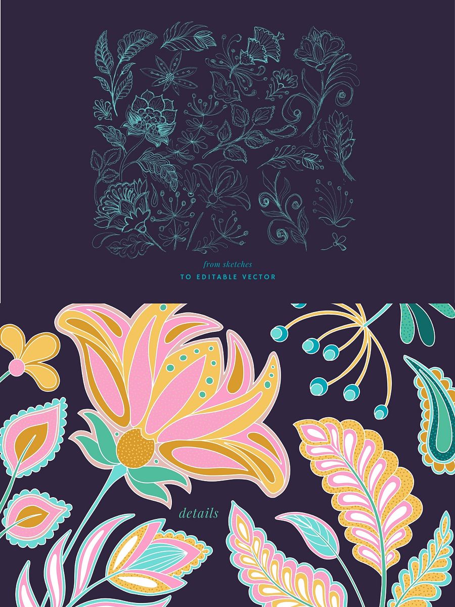 Jacobean Folk Vector Elements Set product image (4)