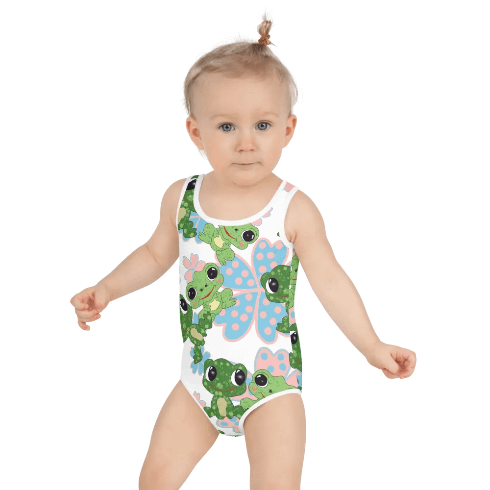 Whimsical Frogs and Flowers Kids Swimsuit product image (2)