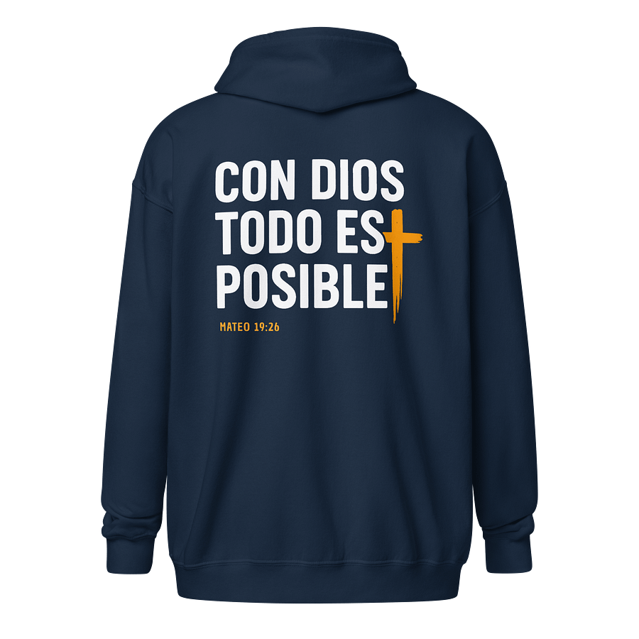 Sudadera Unisex con Capucha y Cremallera | Con Dios todo es Posible product image (1)