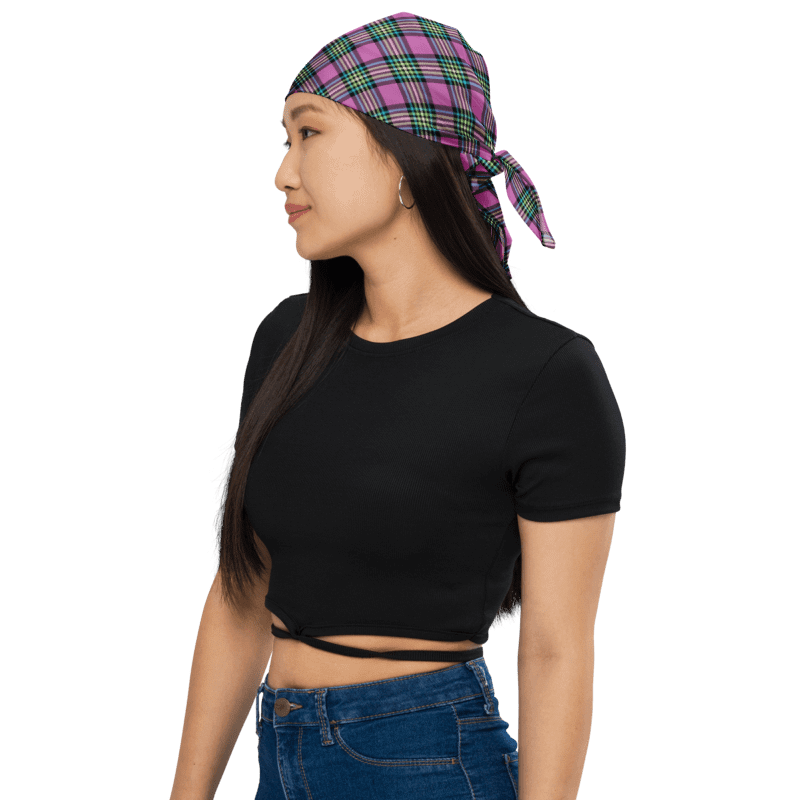 Purple and Turquoise Plaid Bandana product image (1)