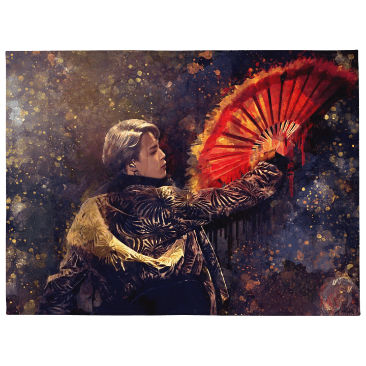 BTS - Jimin Iconic Fan Dance Throw Blanket - Designed by ChimberArt product image (1)