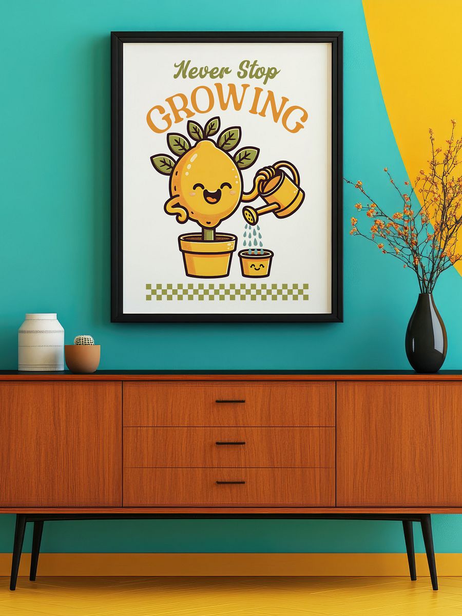 Never Stop Growing Lemon Tree Mascot Inspirational Retro Art Print product image (11)