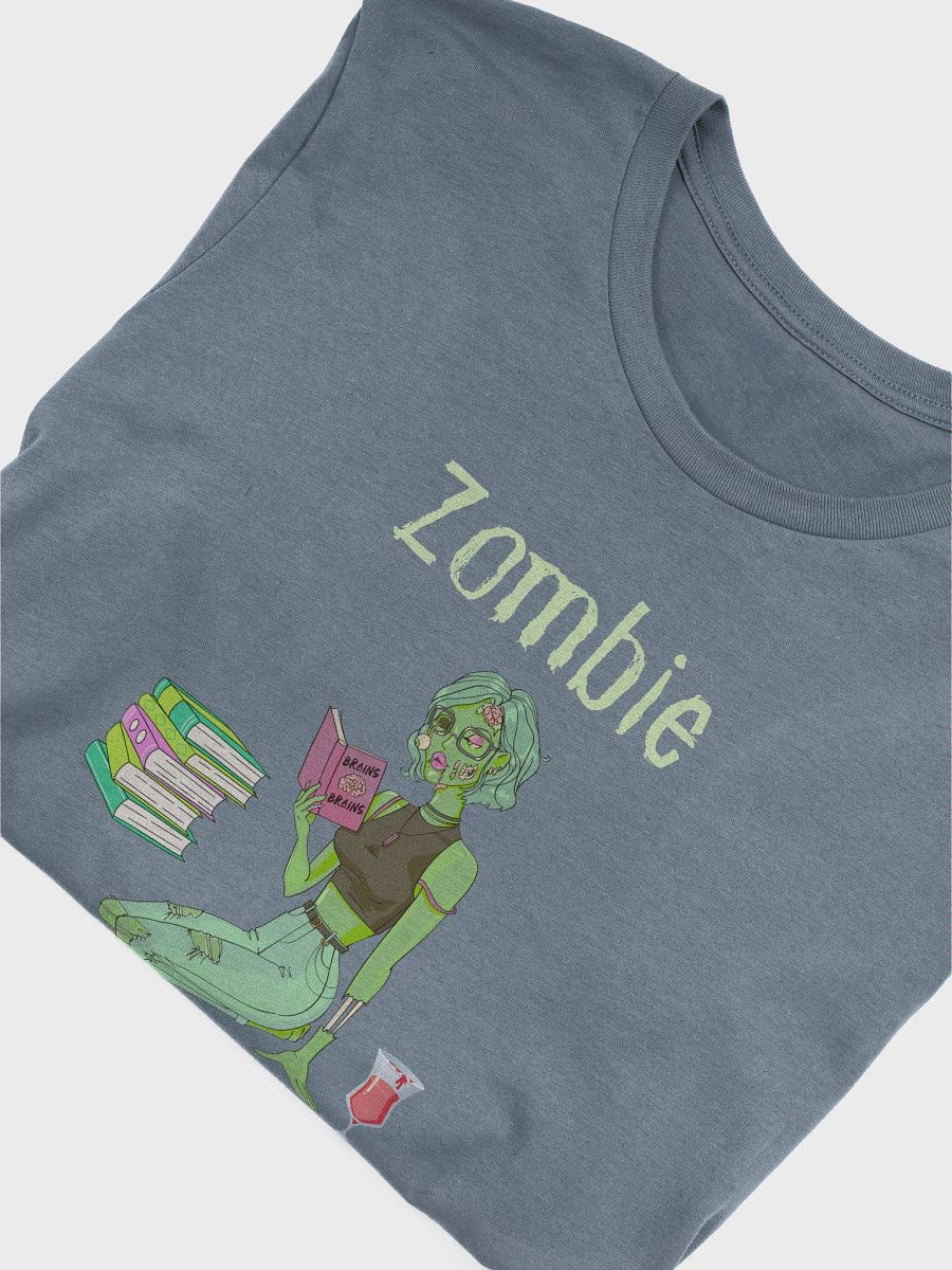 Zombie Book Lover Steel Blue T-shirt product image (5)