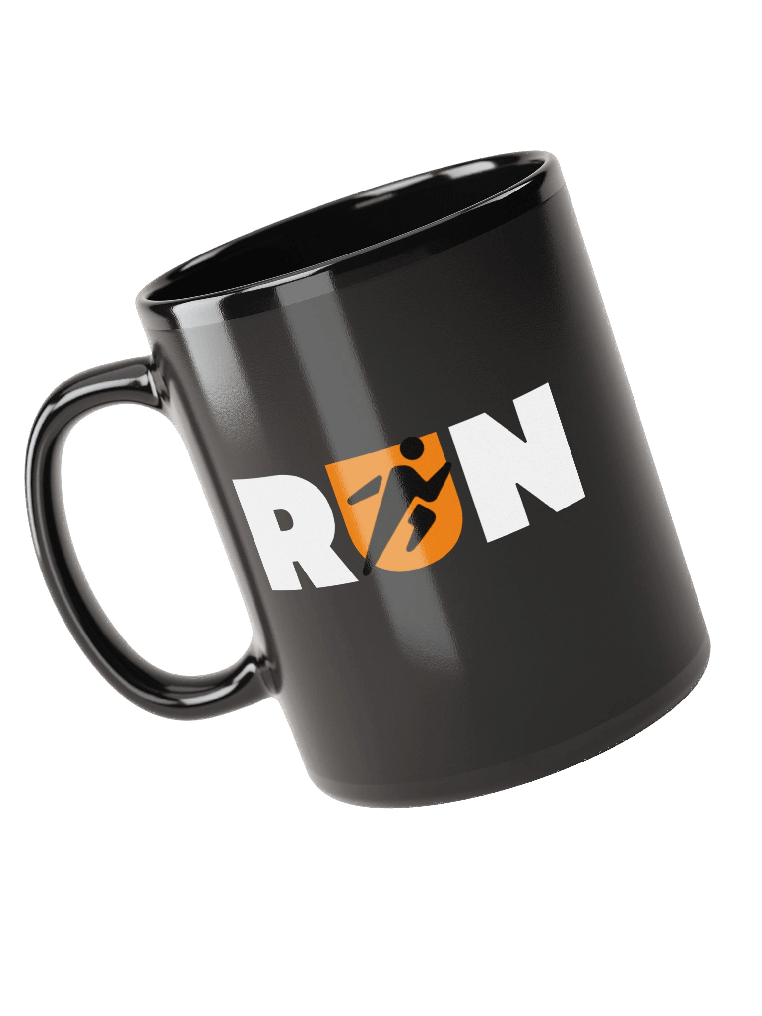RUN Typography with Athlete Symbol Black Coffee Mug product image (4)