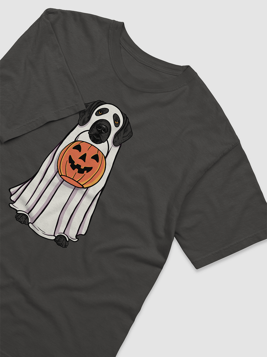 Funny Halloween German Shorthaired Pointer(Black) T-Shirt | Funny GSP Wearing a Ghost Costume and Holding a Pumpkin Basket product image (19)