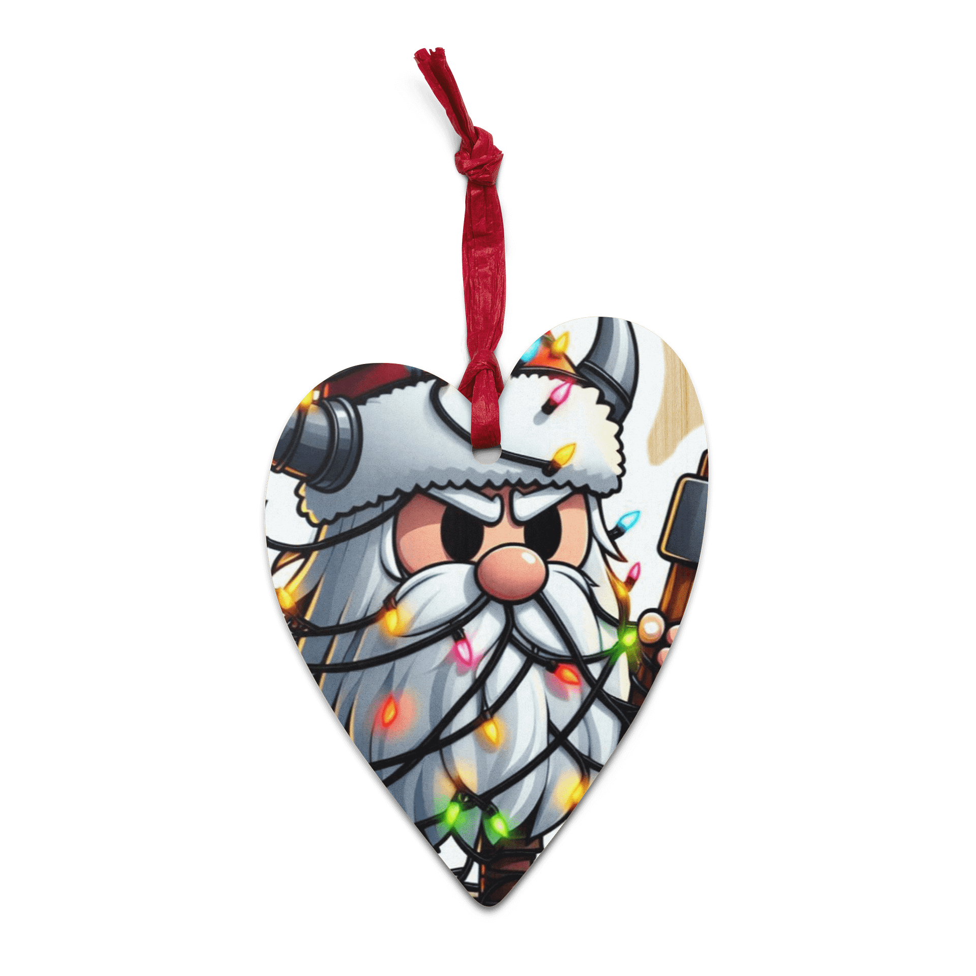 Santa Axe Tangled in Lights Wooden Ornaments product image (2)