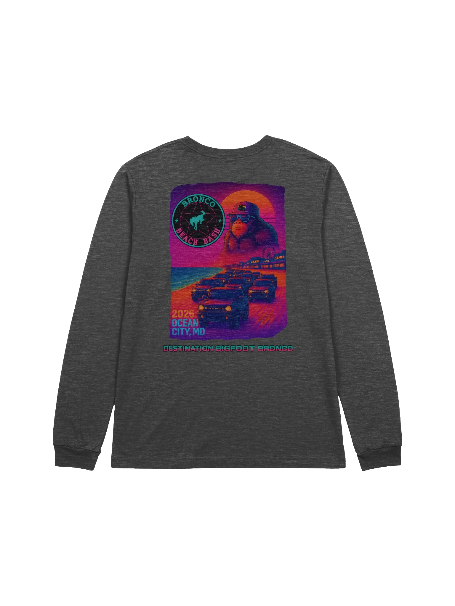 2025 Bronco Beach Bash Ocean City / Destination Bigfoot Bronco Collab Long Sleeve Bella+Canvas Supersoft T-Shirt (Multiple Colors Available) product image (32)