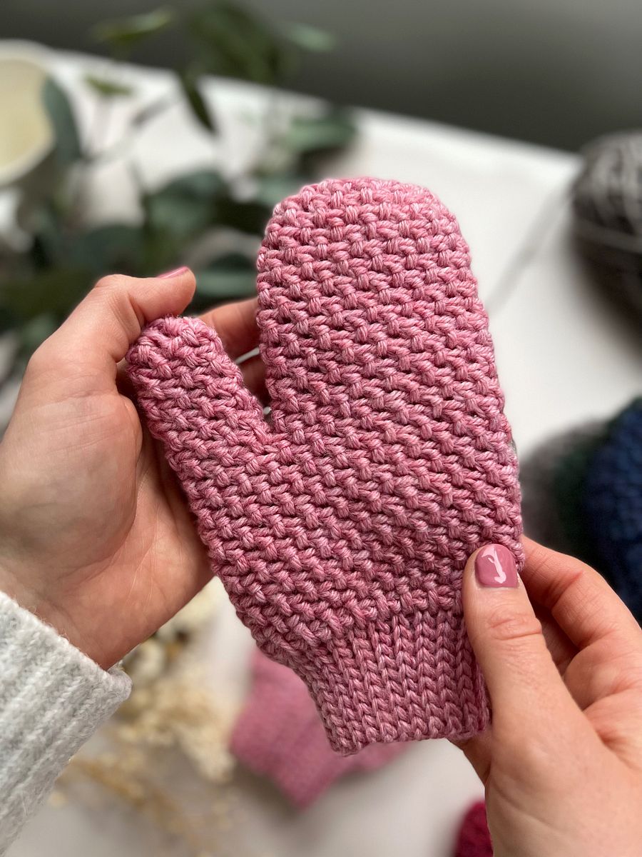 Herringbone Moss Stitch Crochet Mittens Pattern Baby to Adult Size product image (6)