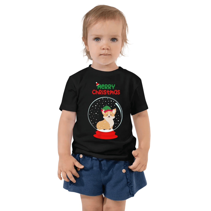 Merry Christmas Corgi Snow Globe Toddler T-Shirt product image (1)