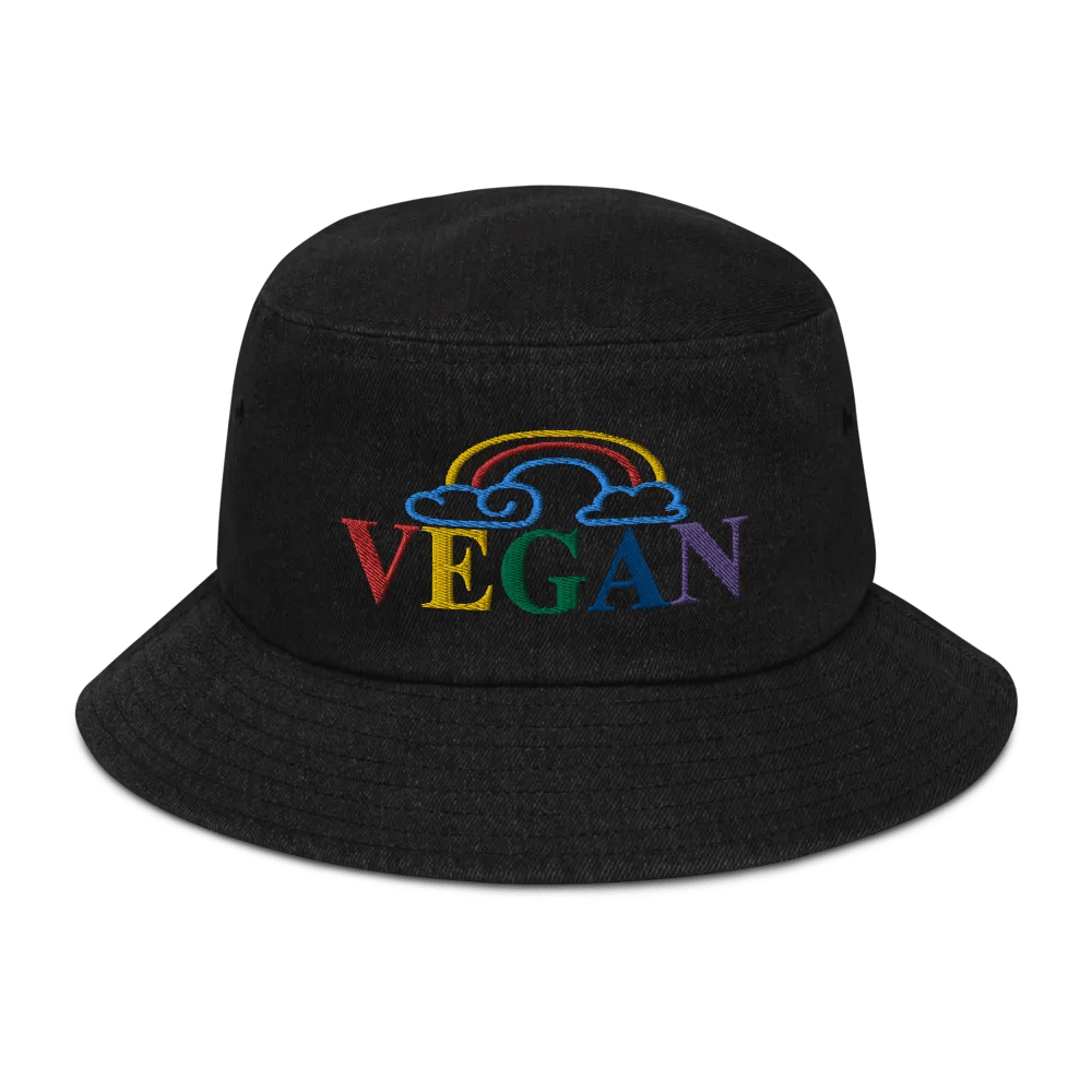 Denim Embroidered Rainbow Vegan Bucket Hat product image (1)