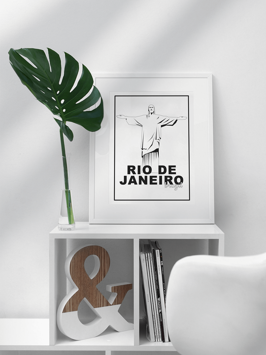 Christ the Redeemer Statue Poster, Iconic Rio de Janeiro Brazil Landmark, Black & White Minimalist Art, Travel Wall Decor, Souvenir product image (3)