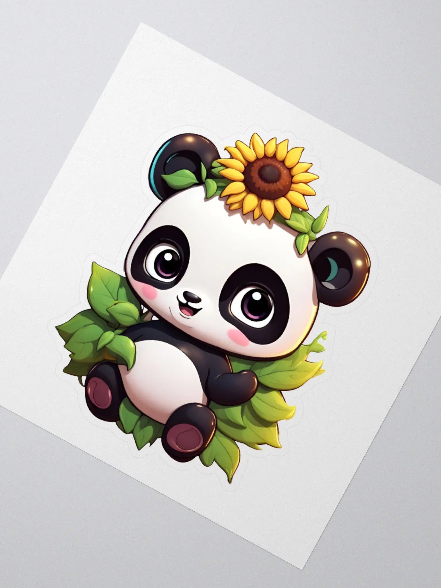 Panda with sunflower in her hair - sticker product image (2)