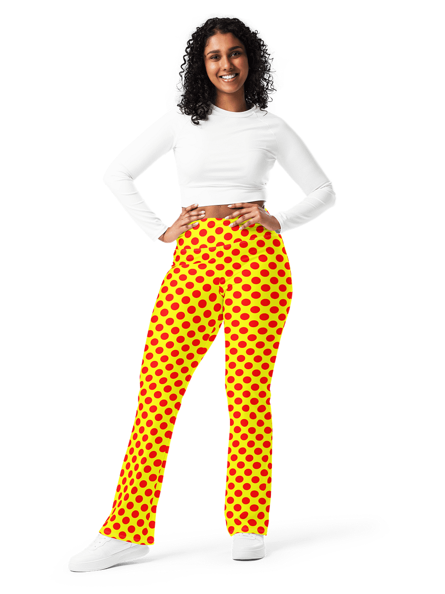 Red Polka Dots on Yellow Flare Leggings product image (1)