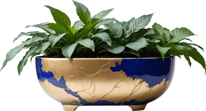 Kintsugi Elegance – Imperial Blue Planter PNG product image (1)