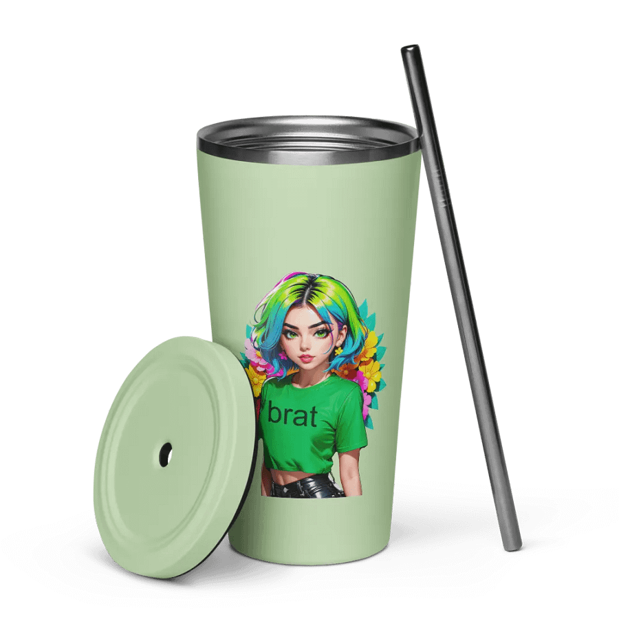 Brat 20 oz Tumbler Cup - Mint - Insulated Tumbler with a Straw v1 product image (7)