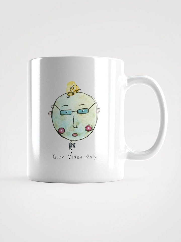 Whimsical Faces Good Vibe Only White Glossy Mug product image (2)