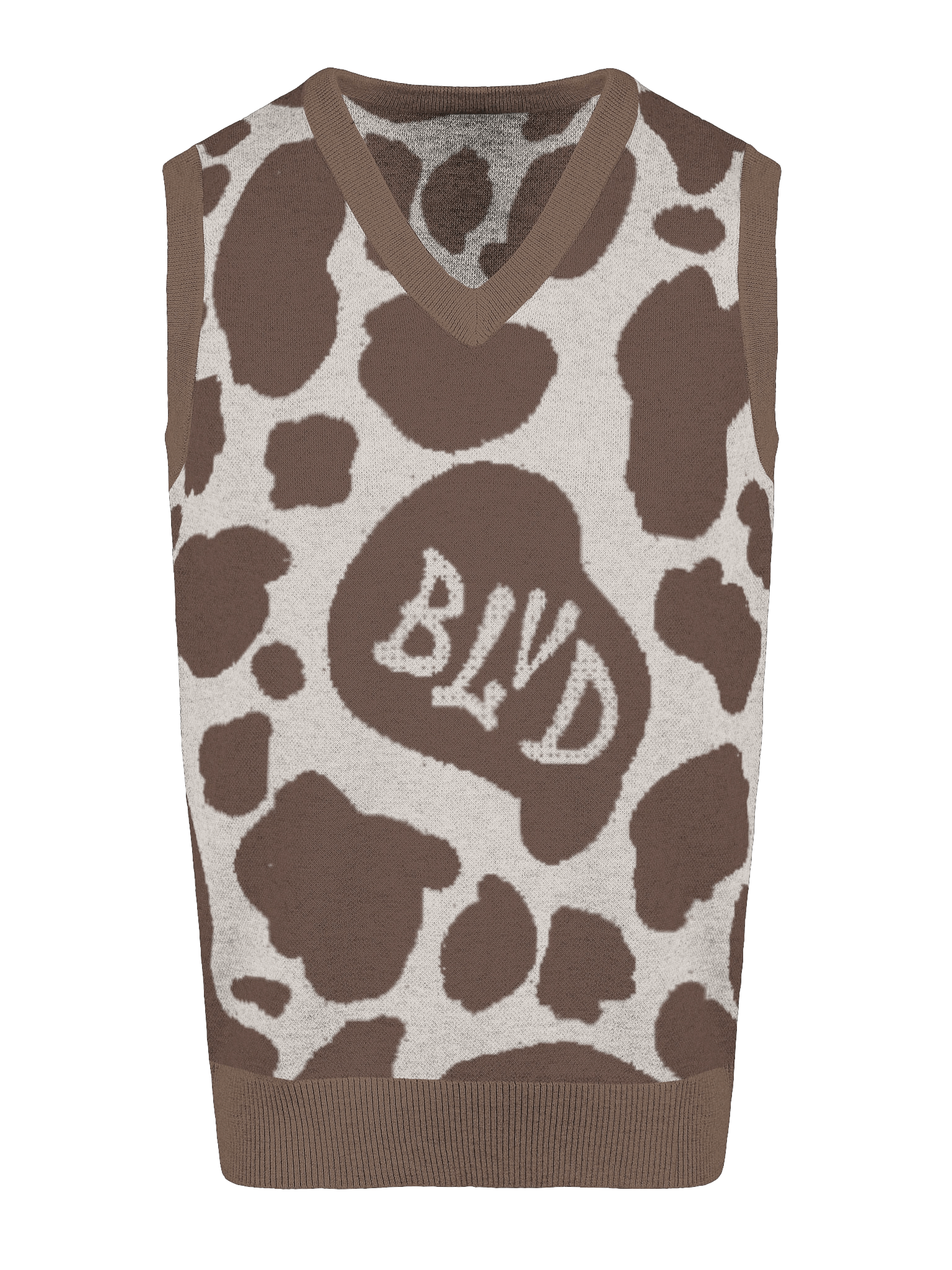BLVD Cow Print Sweater Vest Brown product image (3)