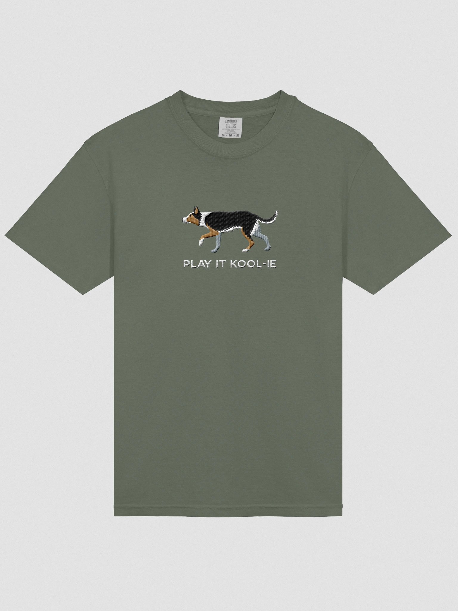 Play It Kool-ie T-Shirt(Embroidered) of an Australian Koolie(Tricolor) product image (6)