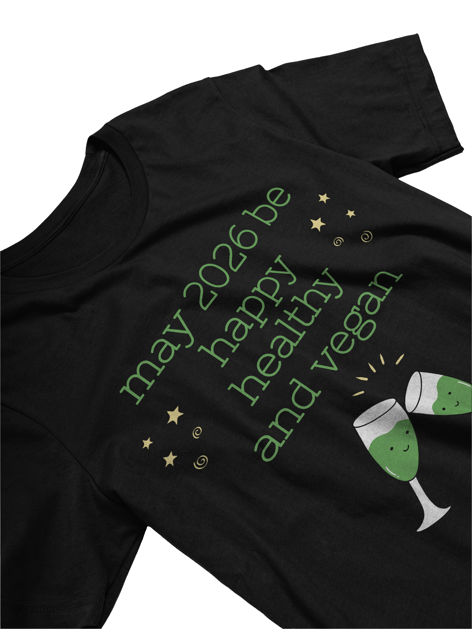 “Happy, Healthy, and Vegan 2026” Unisex Black T-Shirt product image (3)