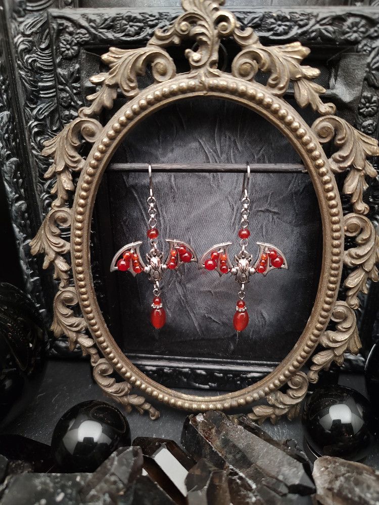 Earrings Bats - Carnelian Shadows product image (4)