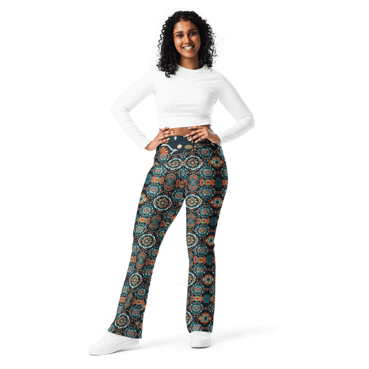 Symmetry Chic: All-Over Printed Flare Leggings product image (2)