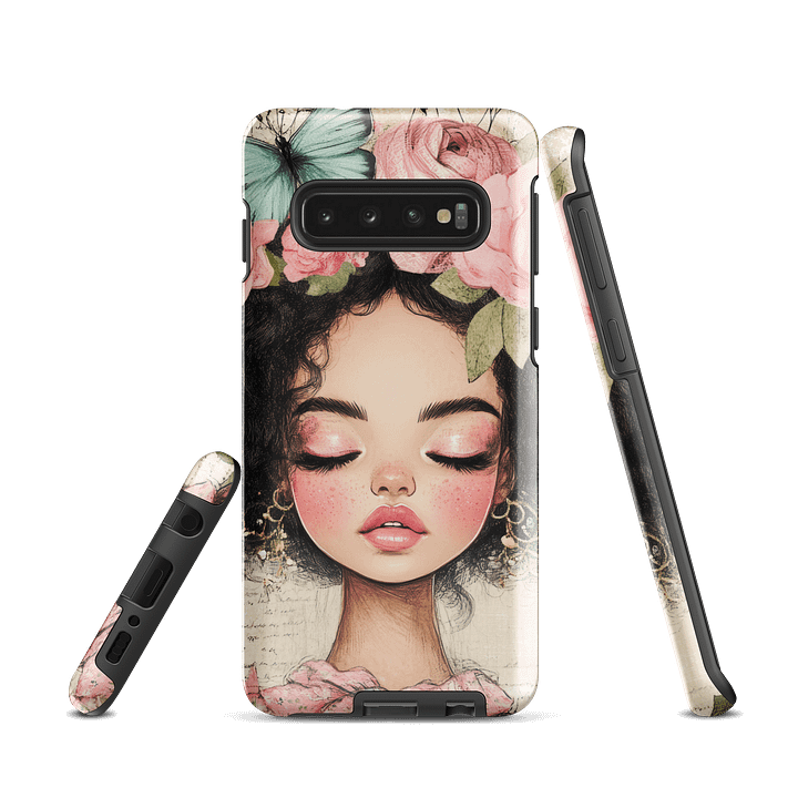 Pretty Black Girl Floral Crown Tough Phone Case for Samsung® – Artistic Protective Cover product image (2)
