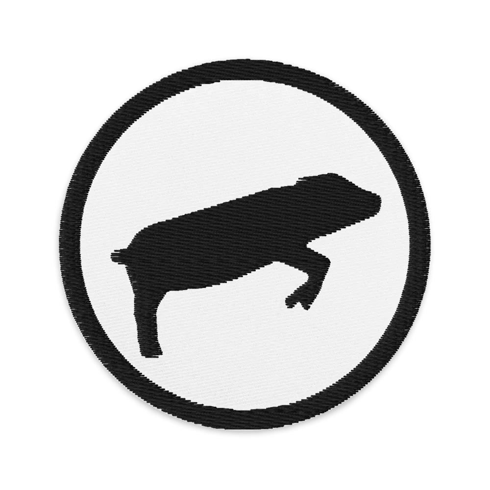 Leaping Pig Embroidered Patch (Circle + Black On White) product image (1)