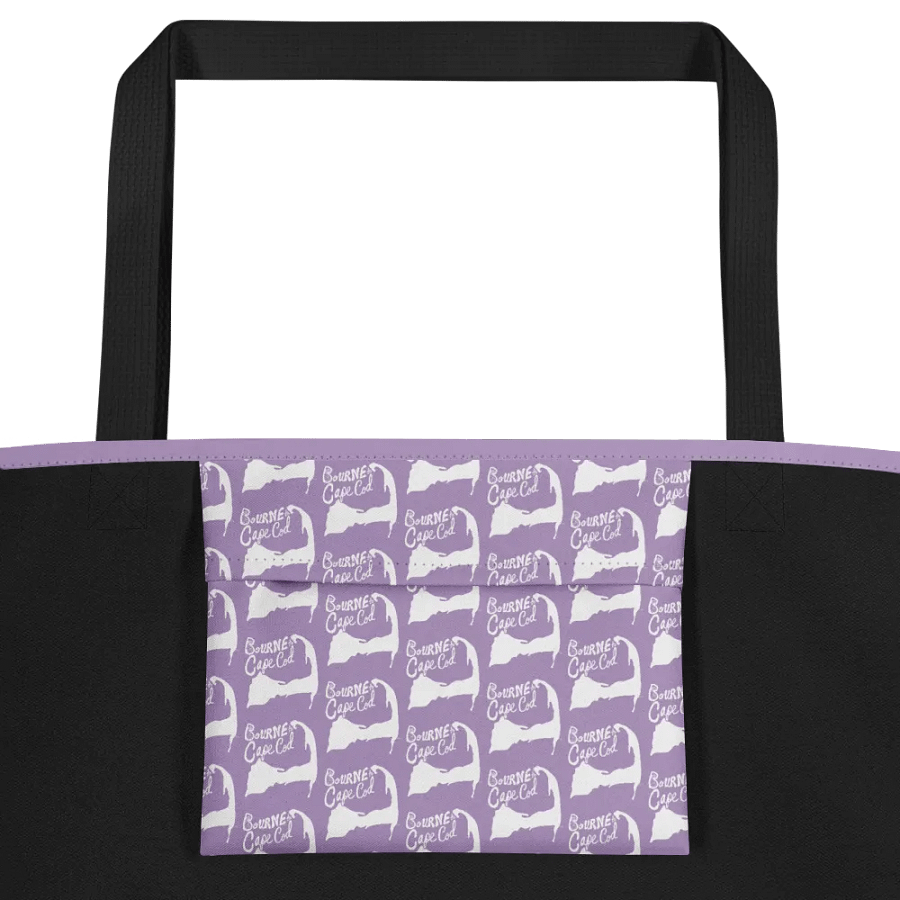 BRN.2C.C.™ | Large Tote Bag with Pocket | Coastal Classic | All-Over Logo Print | White Logo on East Side Lavender product image (3)