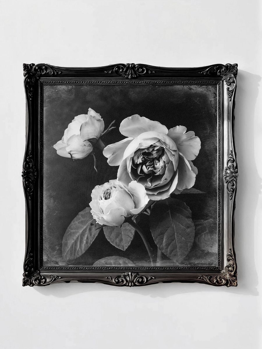 Victorian Rose III, Vintage Black & White Square (Printable) product image (1)