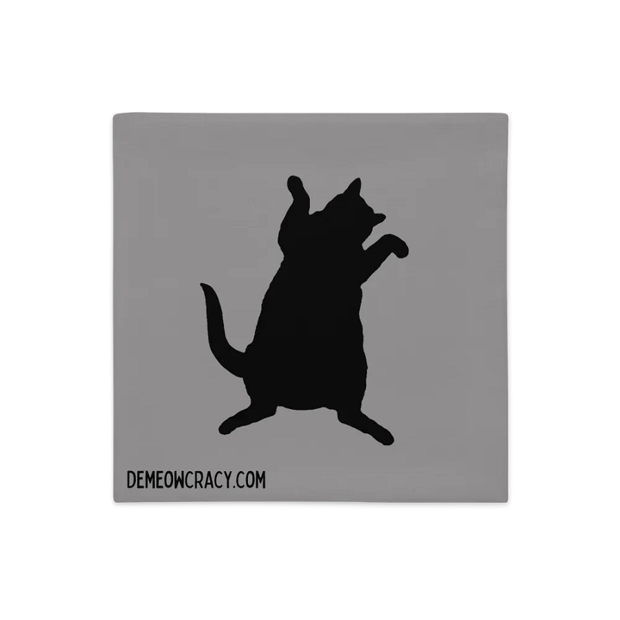 Dancing DeMeowcracy Kitties Reversible Pillow Cover - Cement Grey product image (5)