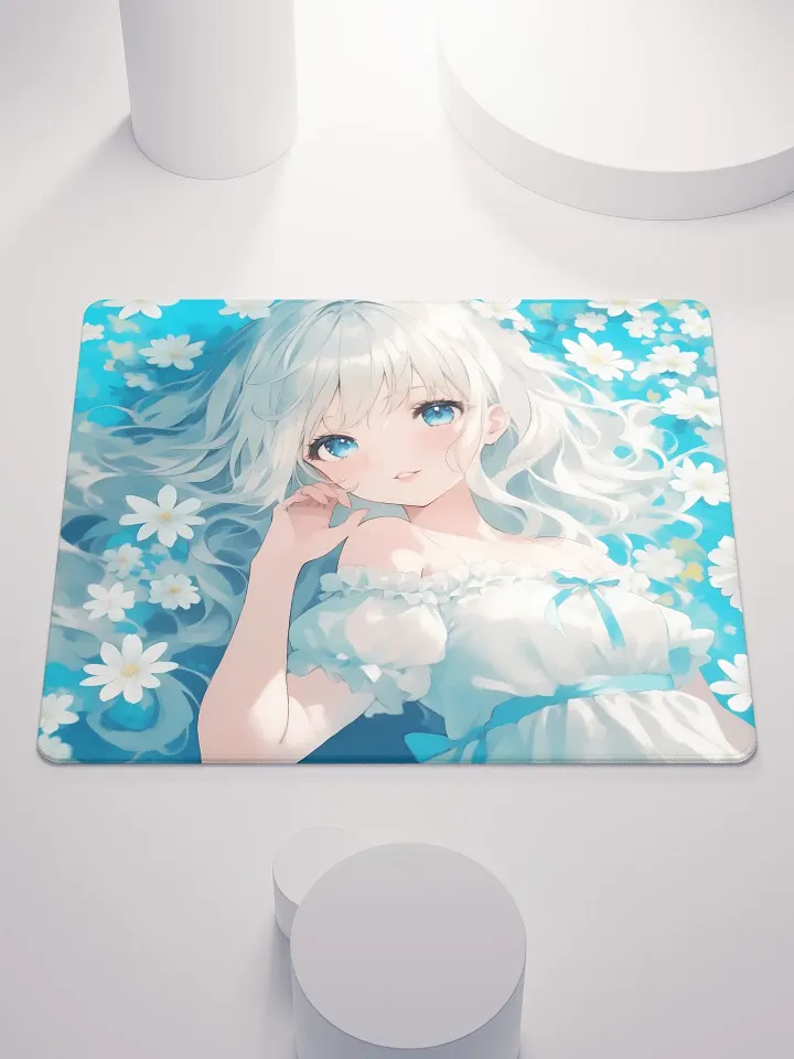 Cute anime girl in flower field gaming mouse pad product image (1)