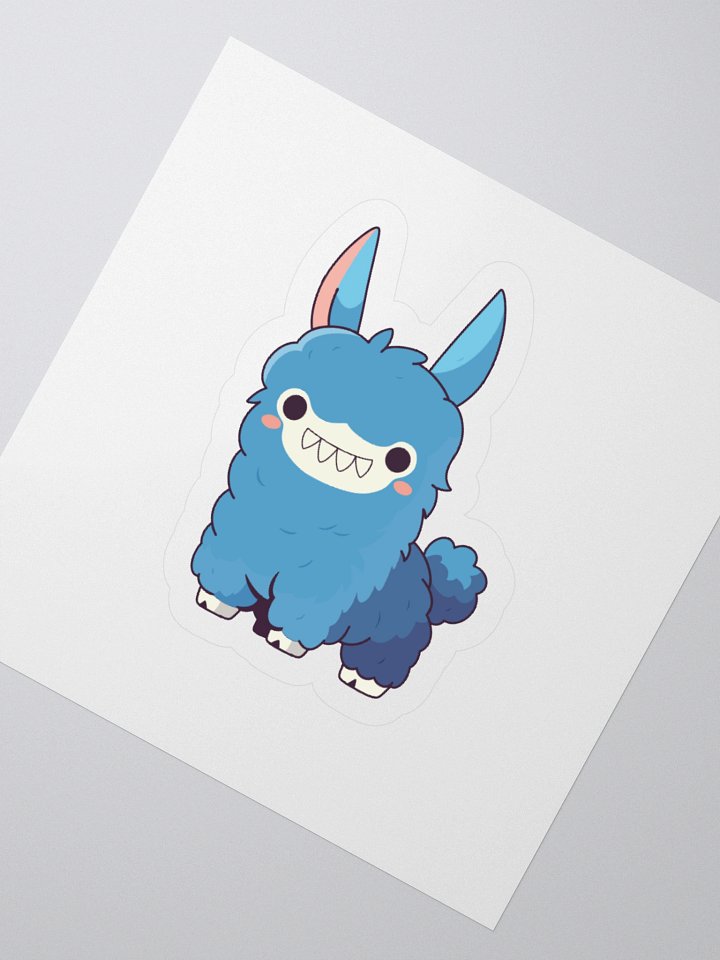 Nibblin Alpaca Kiss Cut Sticker – Cute Blue Vinyl Alpaca Decal product image (5)
