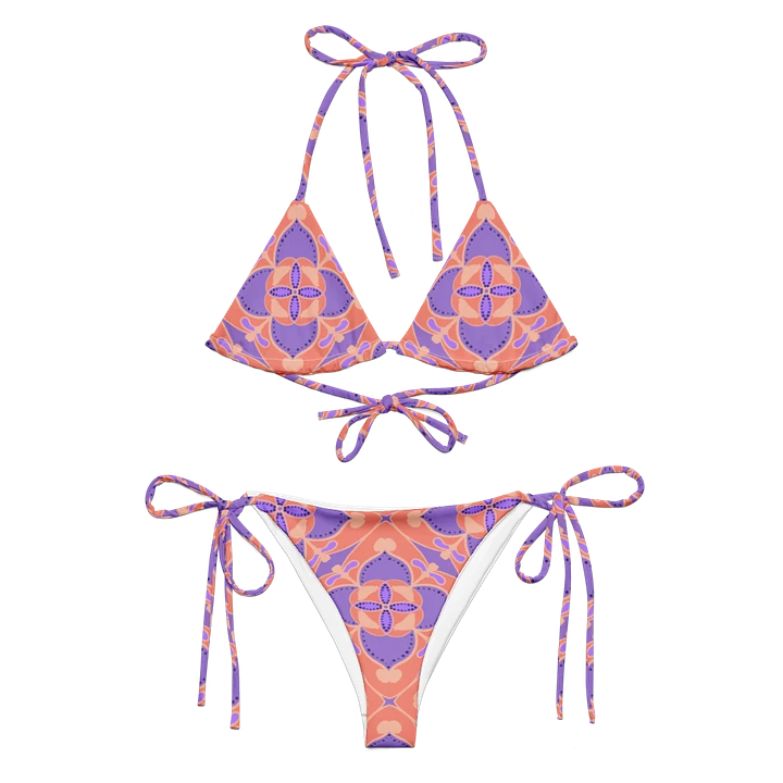 Pastel Orange and Mauve Pattern String Bikini product image (2)