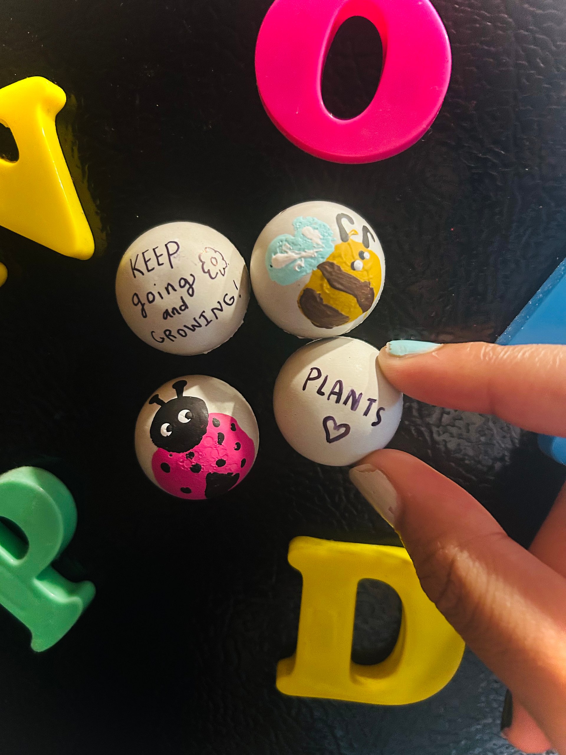 Set of 4 handpainted/written magnets product image (1)
