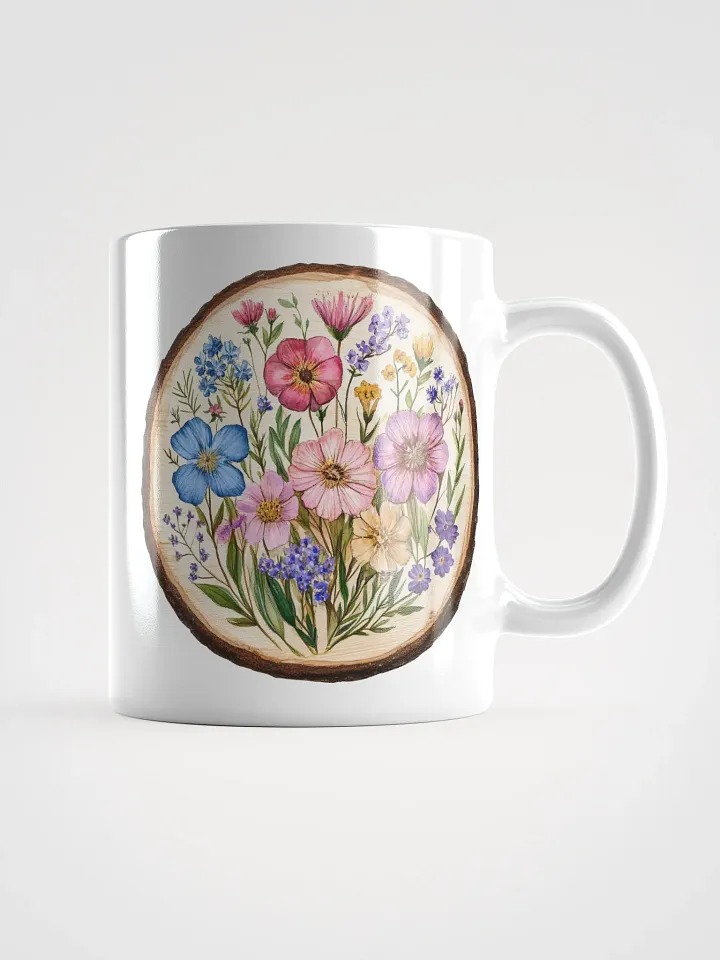 Rainbow Wildflower Round Wood Art Mug product image (1)
