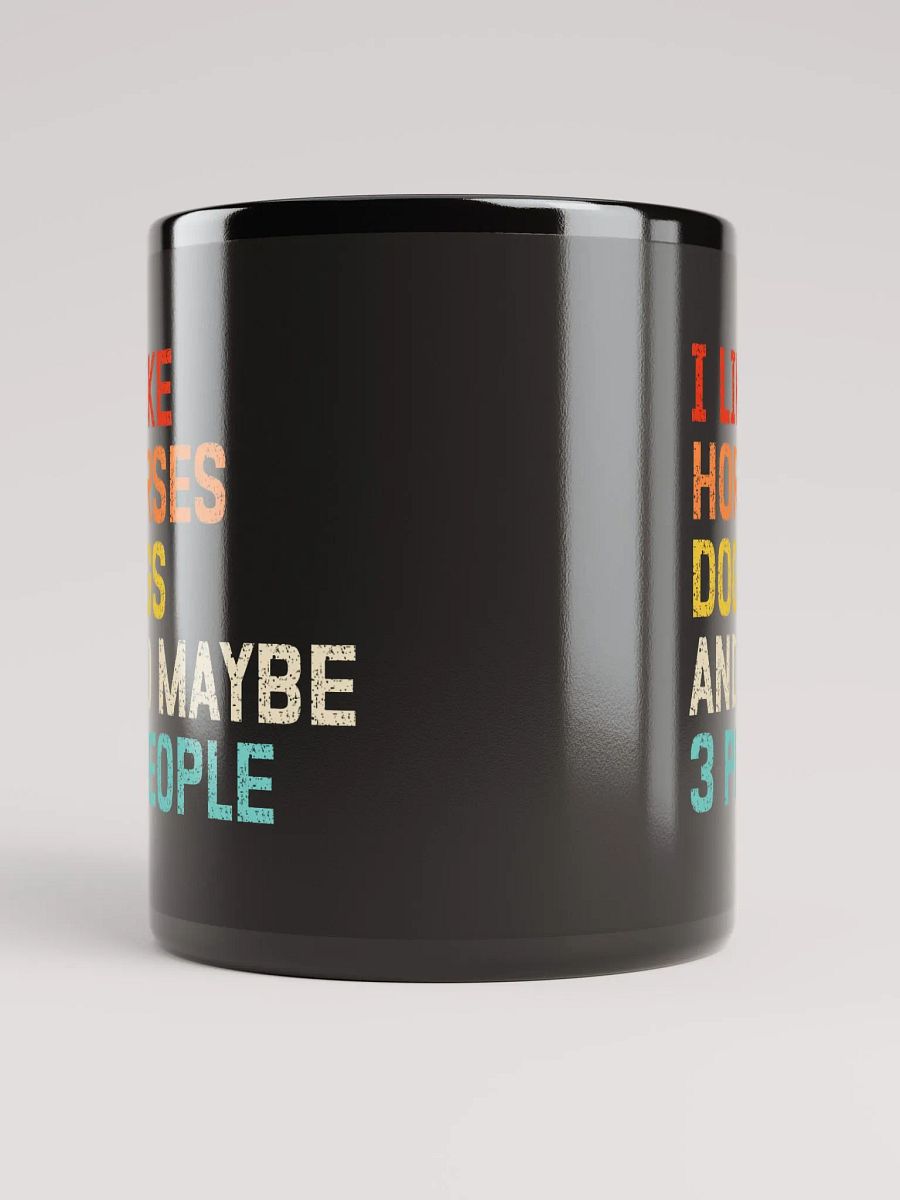"Horses, Dogs and 3 people" black glossy mug product image (5)